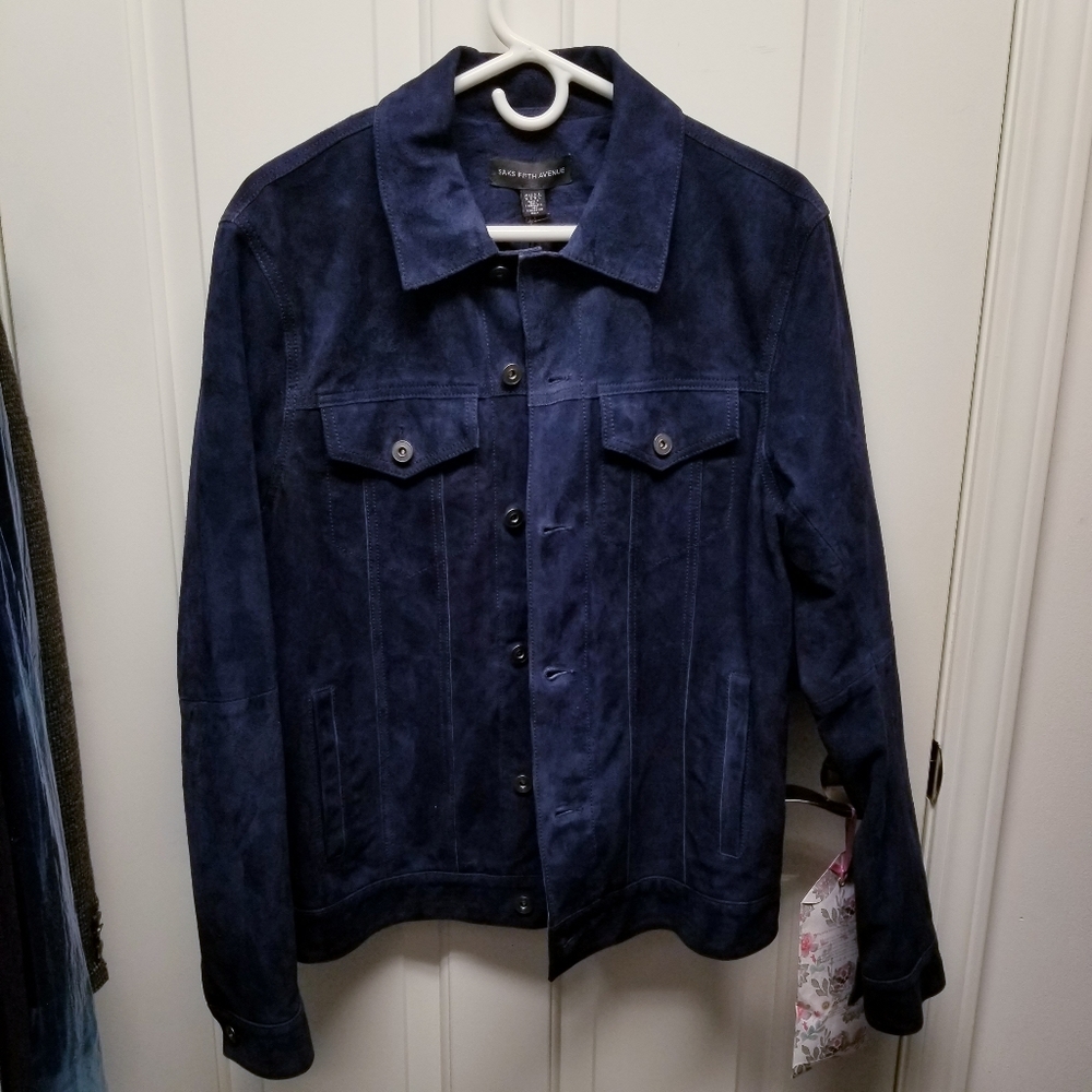 Navy Goatskin Suede Jacket (Mens)